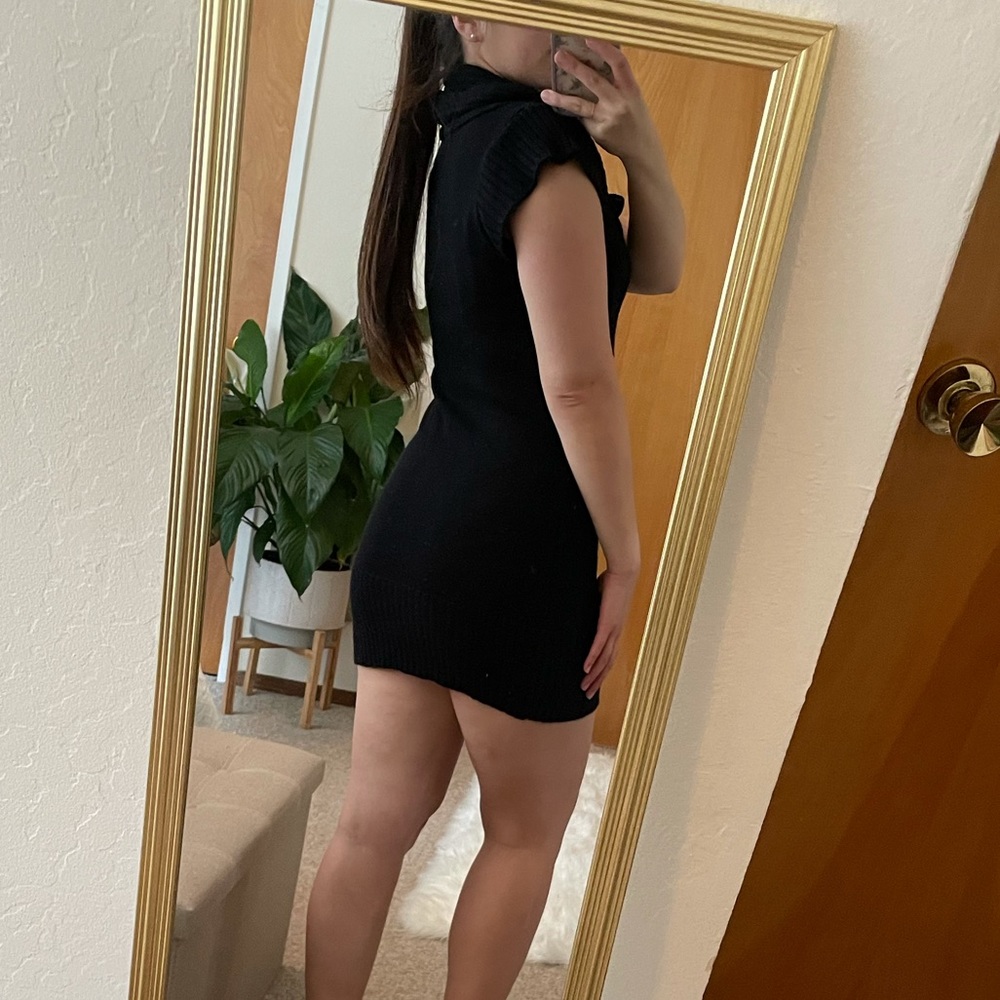 Ambiance Black Cow Neck Sweater Dress